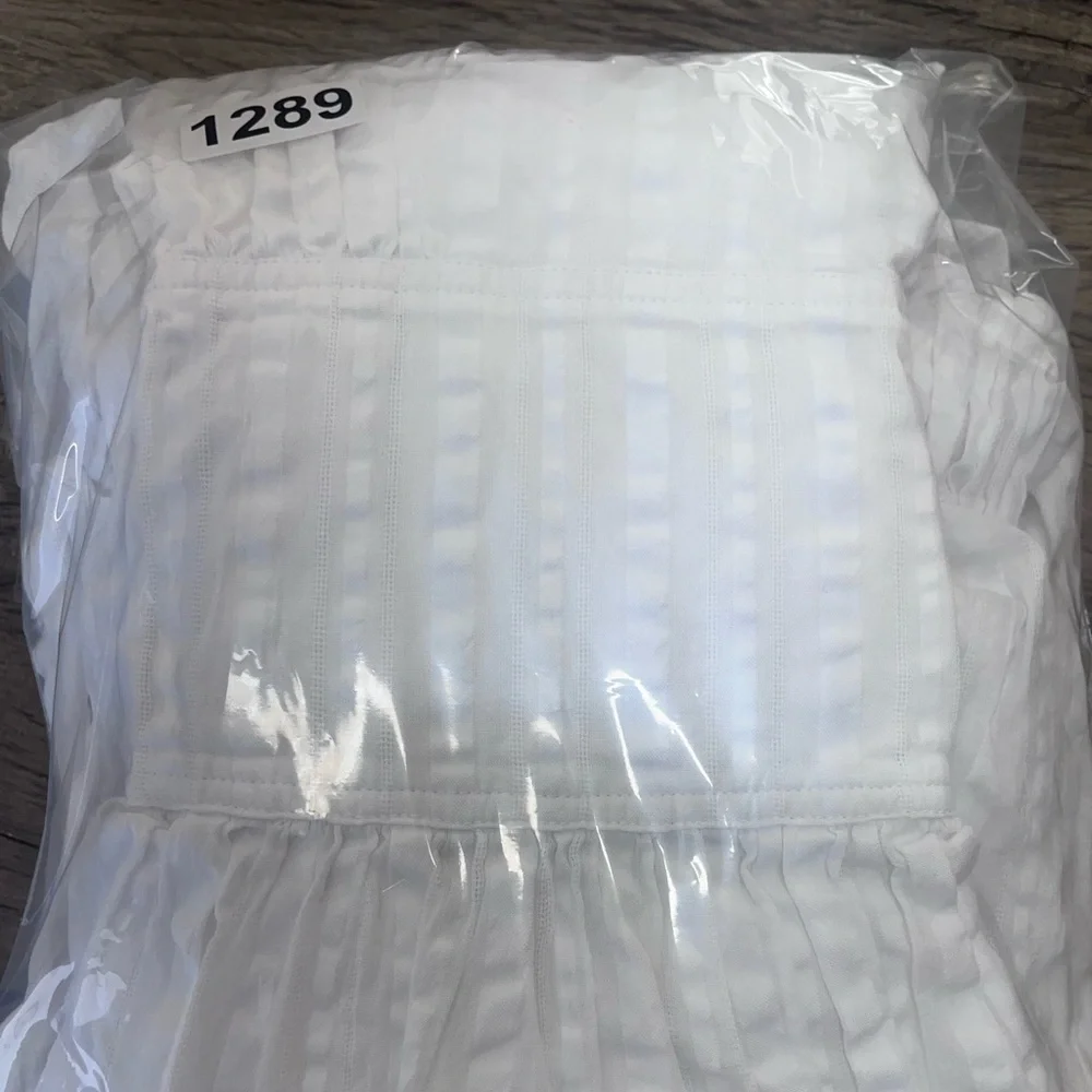 TORY BURCH White Tonal‎ Stripe Cotton Seersucker Dress Size 4